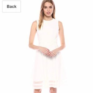 White Sleeveless Fit and Flare Calvin Klein Dress